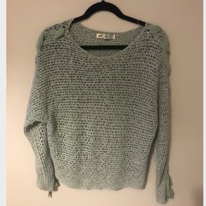 Jolt Lace Up Tie Sleeve Sweater